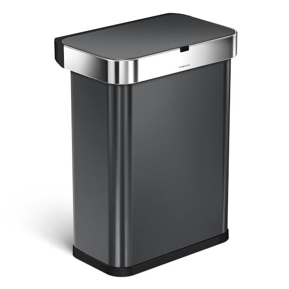 simplehuman 58L Rectangular Voice & Sensor Can, Black