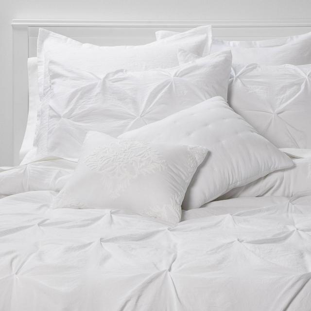 Queen 8pc Montvale Pinch Pleat Comforter Set White - Threshold™