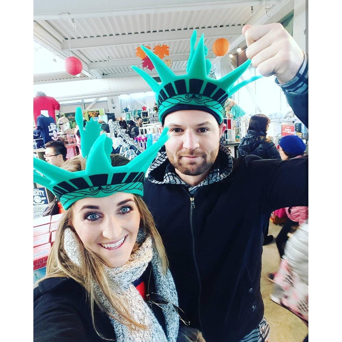 Touring the Statue of Liberty.