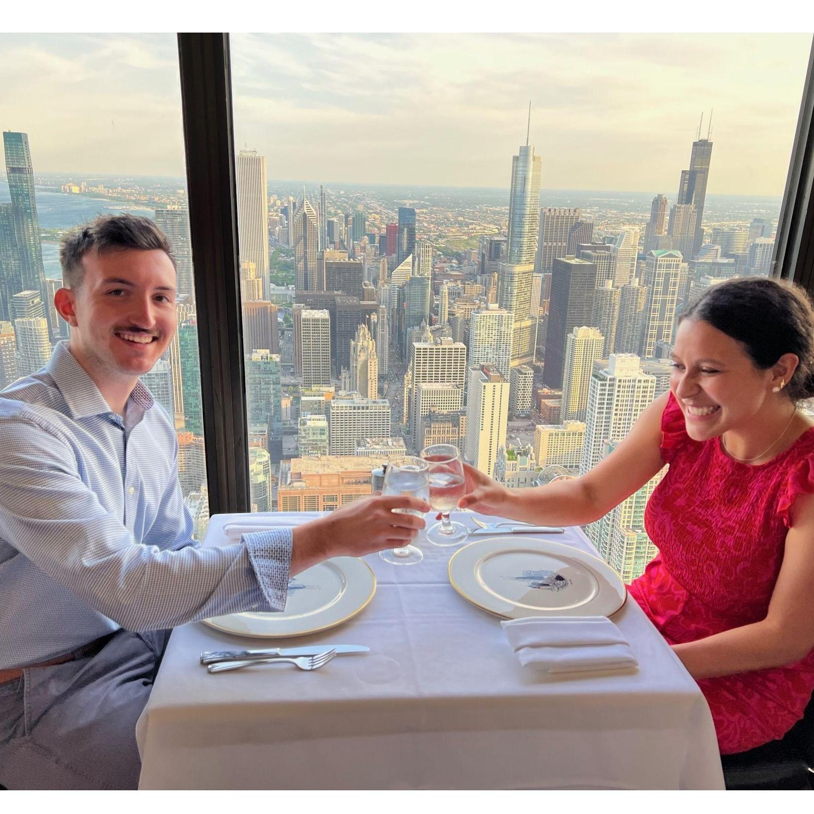 Celebrating an Anniversary at the top of the John Hancock Center in Chicago
