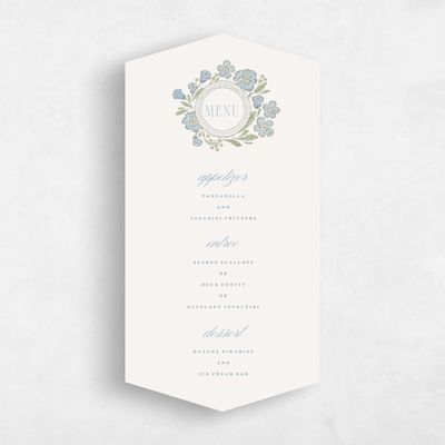 Blue Diamond Wedding Menu - Persephone