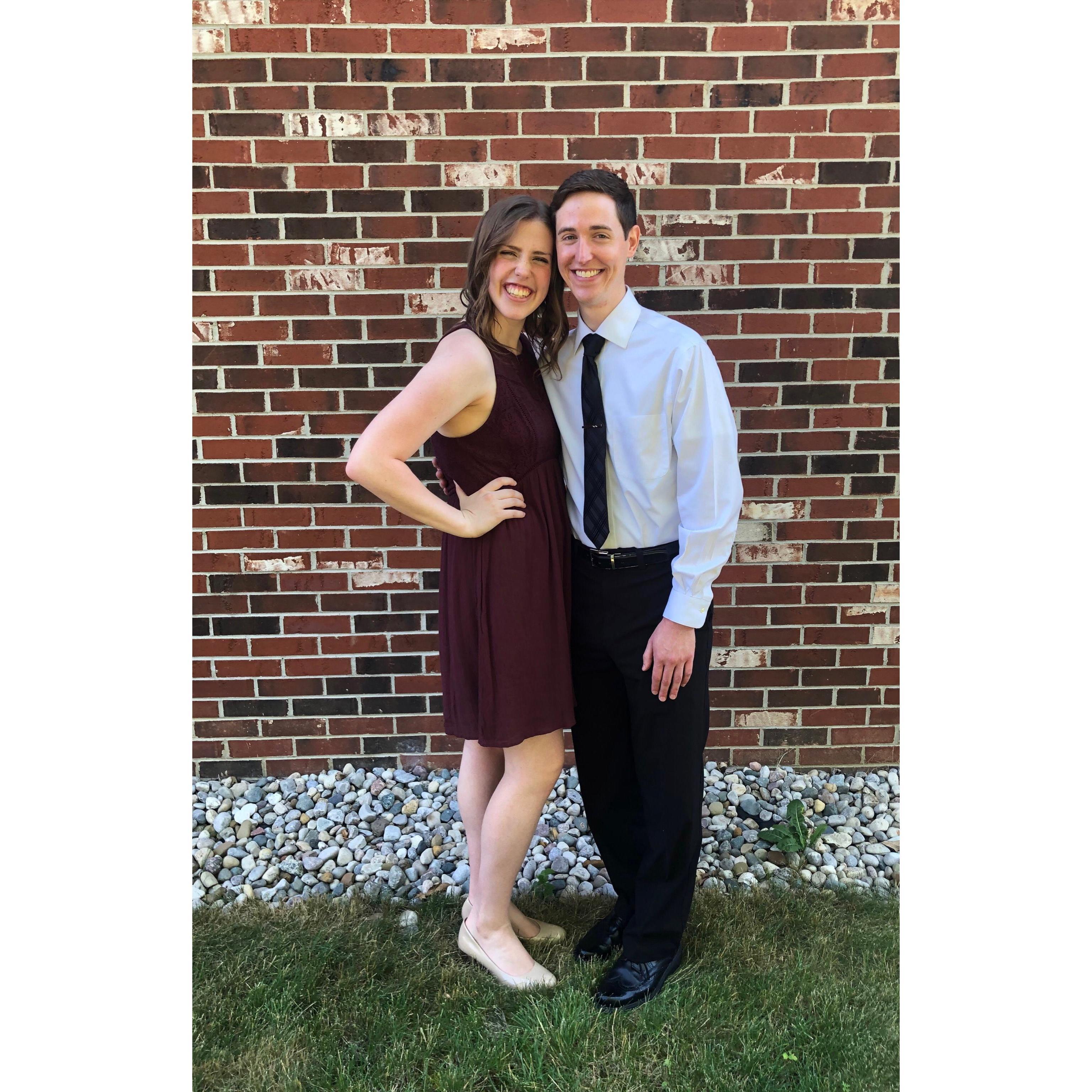 The famous brick wall at our home church where we first met!