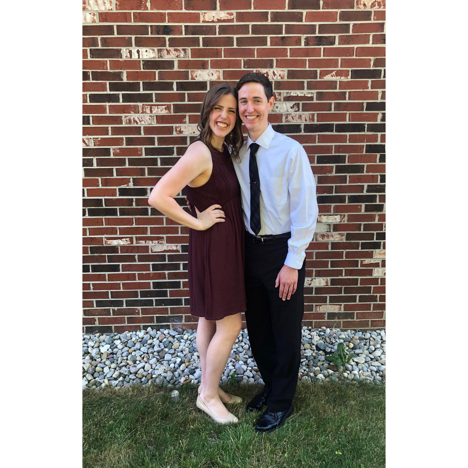 The famous brick wall at our home church where we first met!