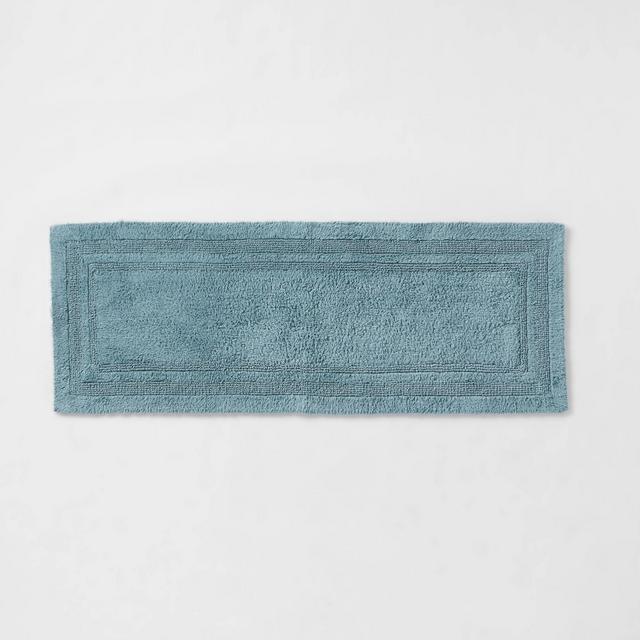 20x34 Performance Cotton Reversible Bath Rug Aqua - Threshold