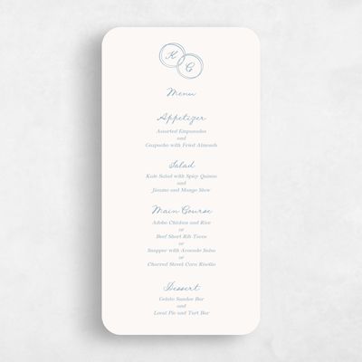 Blue Rounded Wedding Menu - Cara