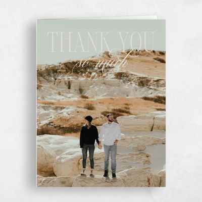 Classic Greige, Beige Wedding Thank You - Dermot Photo