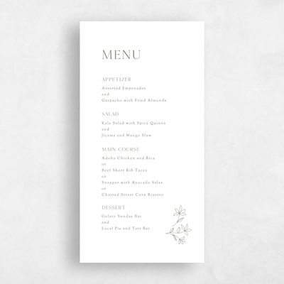 Dark Sage, Green Wedding Menu - Creston