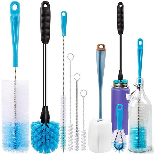 Holikme 8 Pack Bottle Brush Cleaning Set, Long Handle Bottle Cleaner for Washing Narrow Neck Beer Bottles, Wine Decanter, Narrow Cup, Pipes, Hydro Flask Tumbler, Sinks, Cup Cover, Turquoise