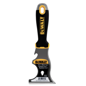 DEWALT 9-in-1 Painter's Tool | Straight Scraper, Curved Scraper, Gouger, Roller Cleaner, Can Opener, Bottle Opener, Nail Puller, Screwdriver, Hammer | Carbon Steel w/Soft Grip Handle | DXTT-2-200