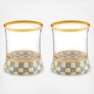 Sterling Check Tumbler Glass, Set of 2