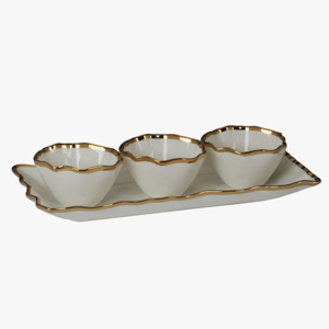 Regency Gold 4pc Tray and Condiment Bowls 14.25in