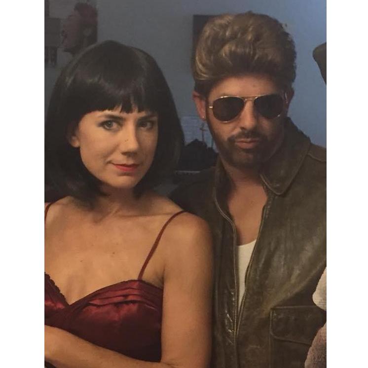 Halloween...as George Michael and his Father Figure model girlfriend.