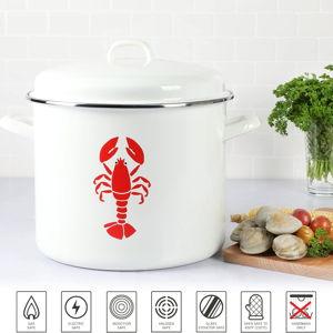 Martha Stewart 16-Quart Enamel On Steel Scratch Resistant Lobster Stock Pot - Linen