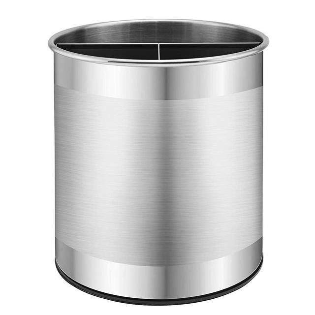 Bartnelli Extra Large Stainless Steel Kitchen Utensil Holder - 360° Rotating Utensil Caddy - Weighted Base for Stability - Utensil Countertop Organizer Crock With Removable Divider for Easy Cleaning