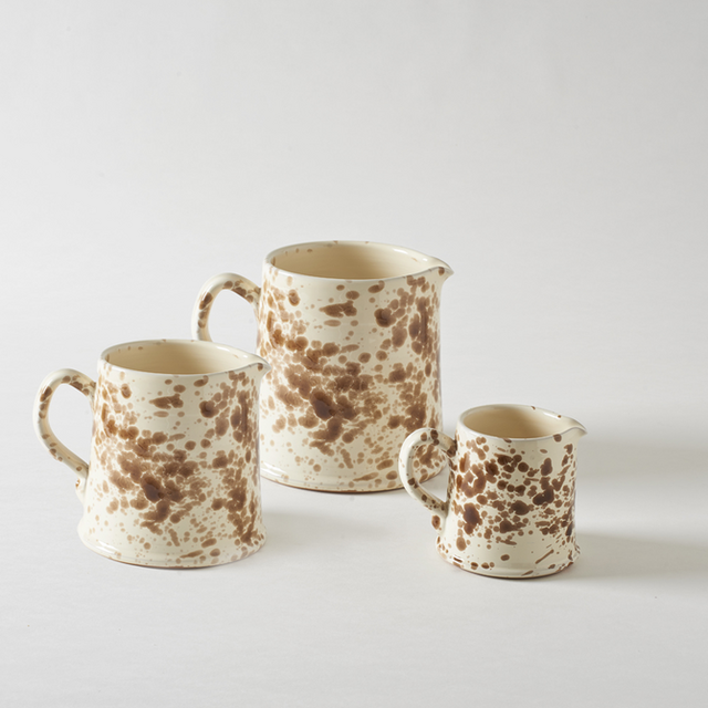 Brown on Cream Splatterware Pitchers