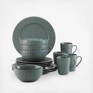 Burbs Carved 16-Piece Dinnerware Set, Service for 4