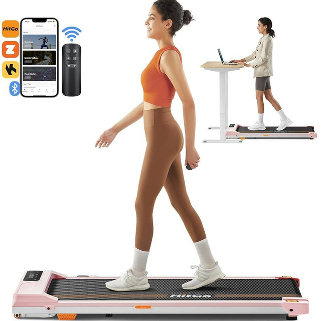 HitGo Under Desk Treadmill - 2 in 1 Walking & Jogging Pad, Portable with Remote Control & App, 2.5HP Compact for Home Office
