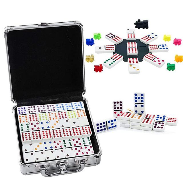 Mexican Train Dominoes Set Double 12 Dominoes Set for Adult 91 Tiles Dominoes Set with Travel Aluminum Case