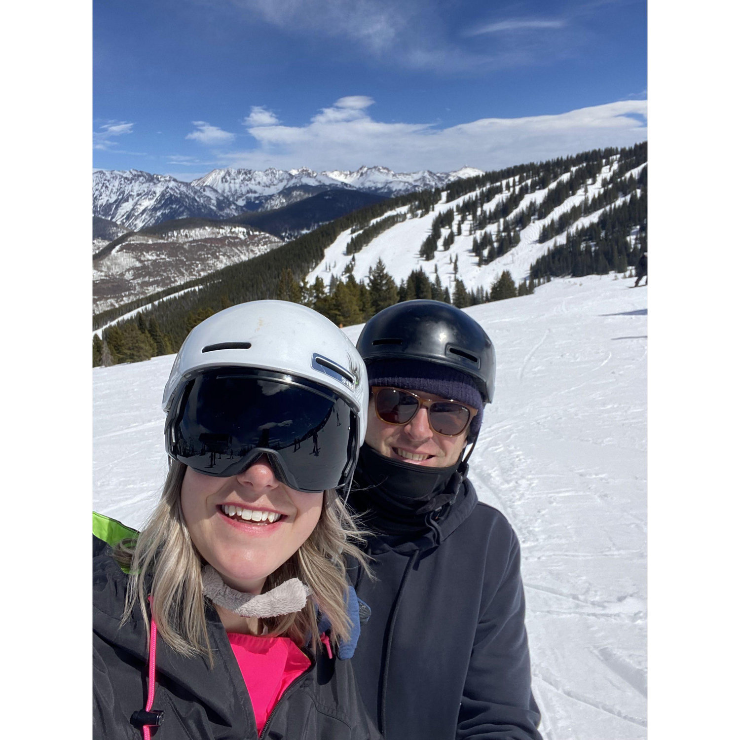 Spring skiing together.
