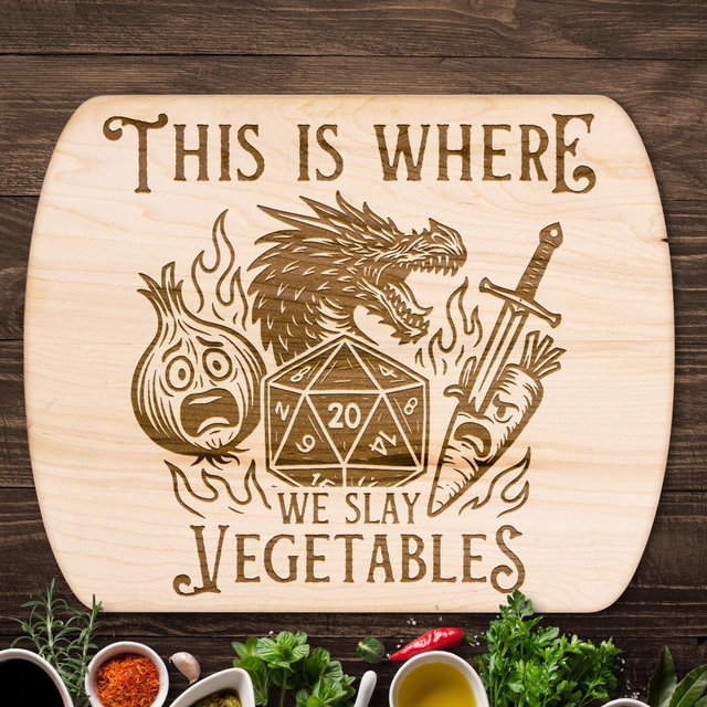 DND Cutting Board: Handcrafted Hardwood Gift for Dungeon Masters