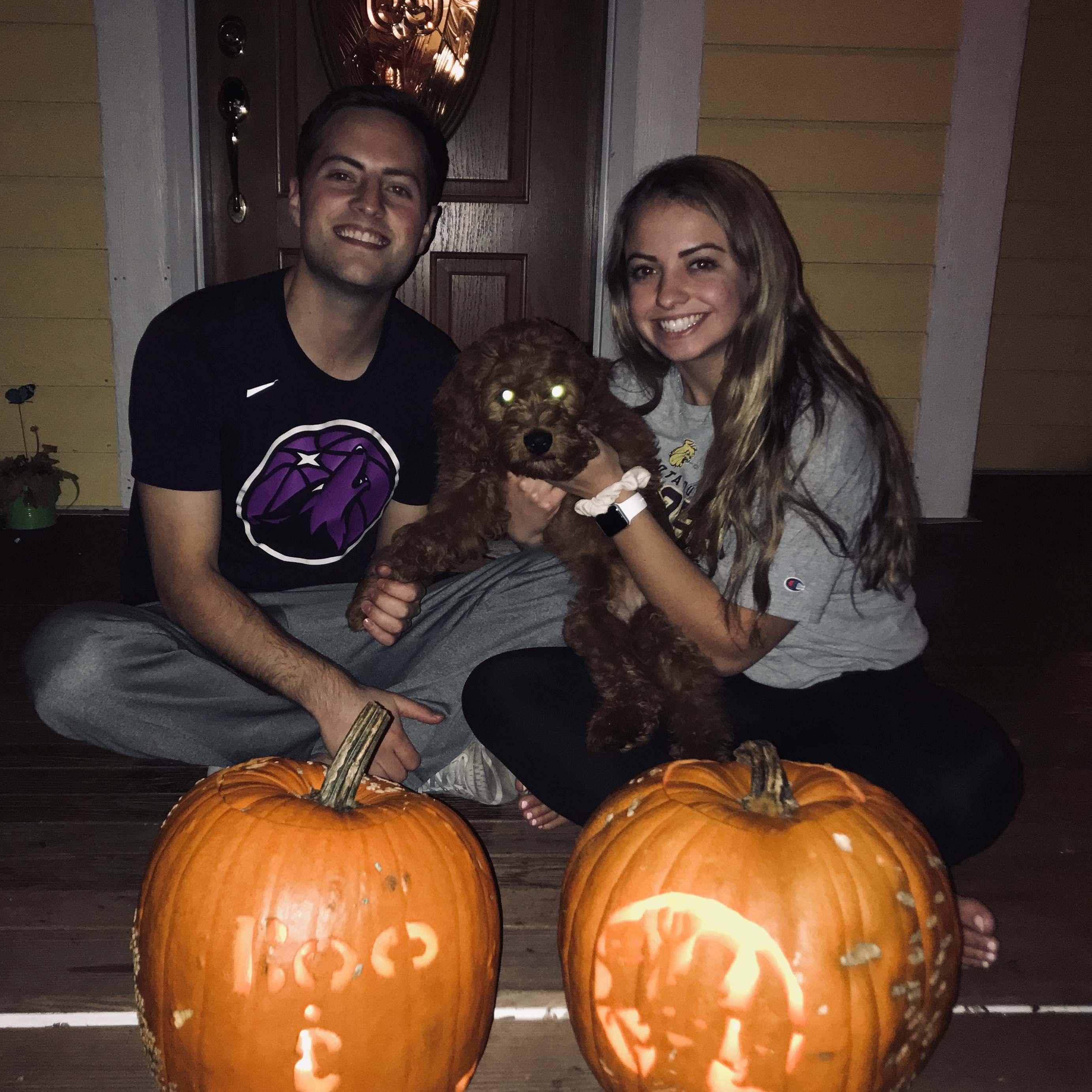 Jameson's first time carving pumpkins with us