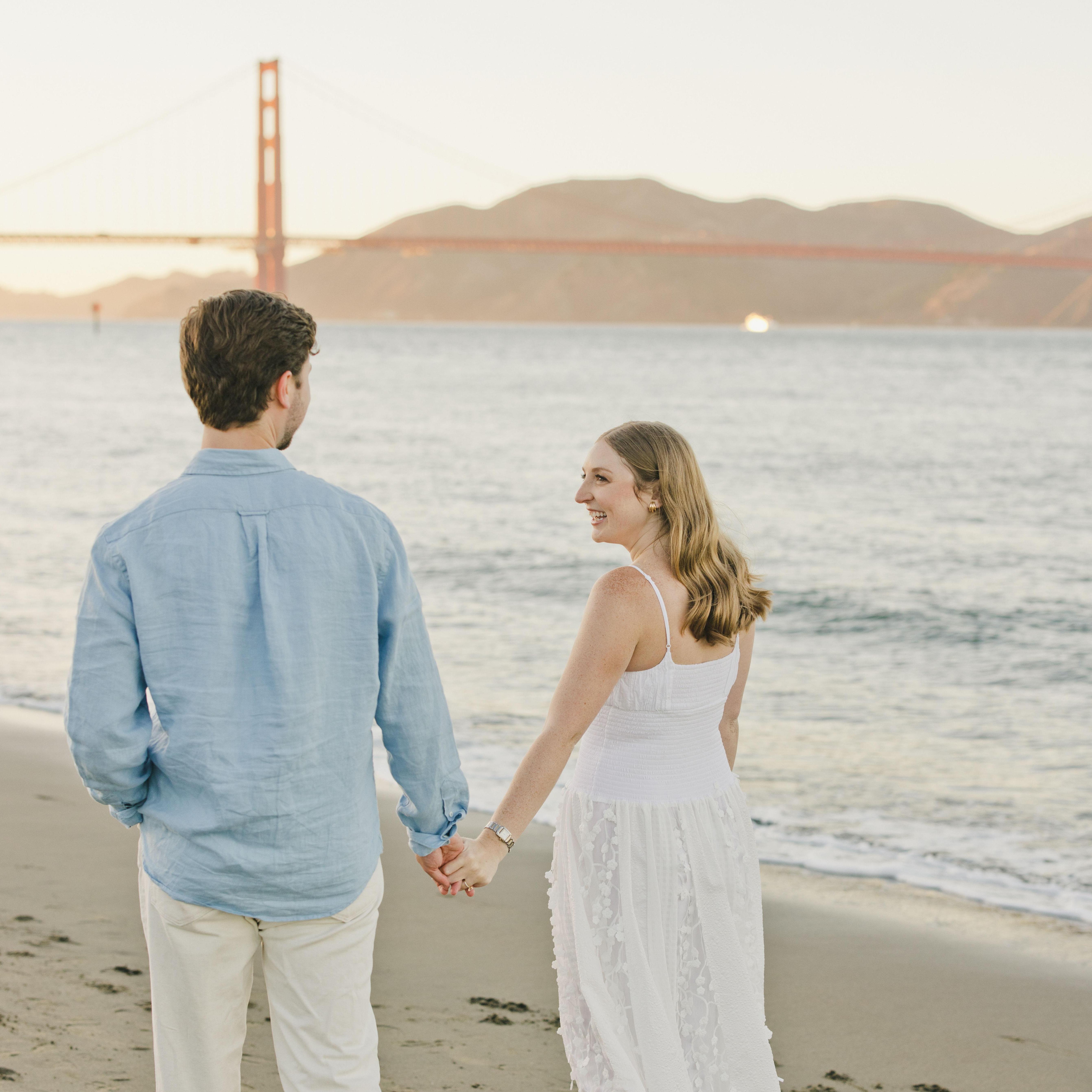 A photo from our engagement shoot at Crissy Field Beach