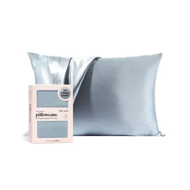 Kitsch Queen Size Satin Standard Pillowcase Thread Count "600" - Blue