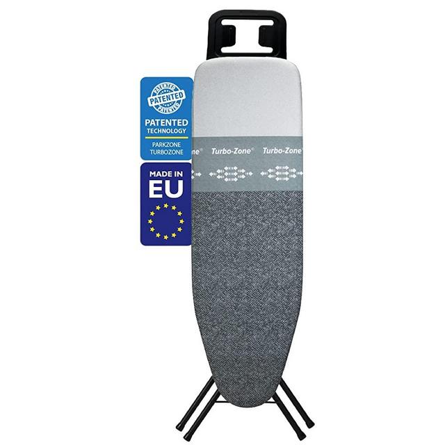Bartnelli Ironing Board with New Patent Technology | Made in Europe Iron Board with Patent Fast-Glide Turbo & Park Zone, 4 Layer Cover & Pad,Height Adjustable,Safety Iron Rest,4 Premium Steel Legs