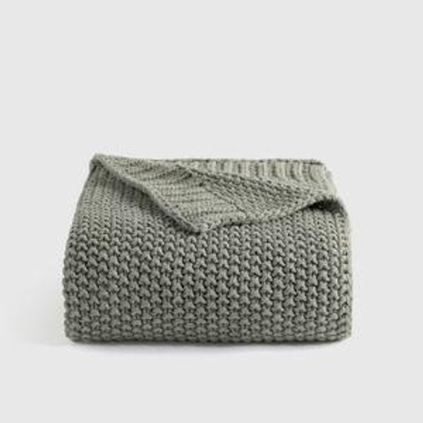 Cotton Fisherman Throw in Dried Sage