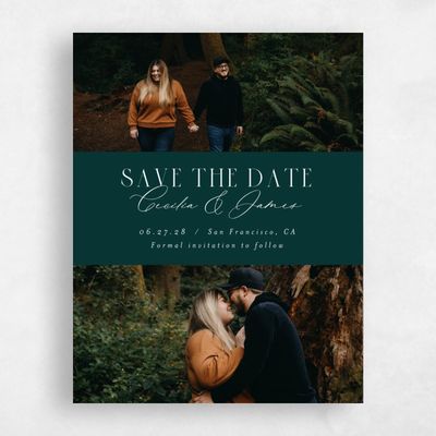 Dark Emerald, Green Wedding Save the Date - Shahira Multiphoto