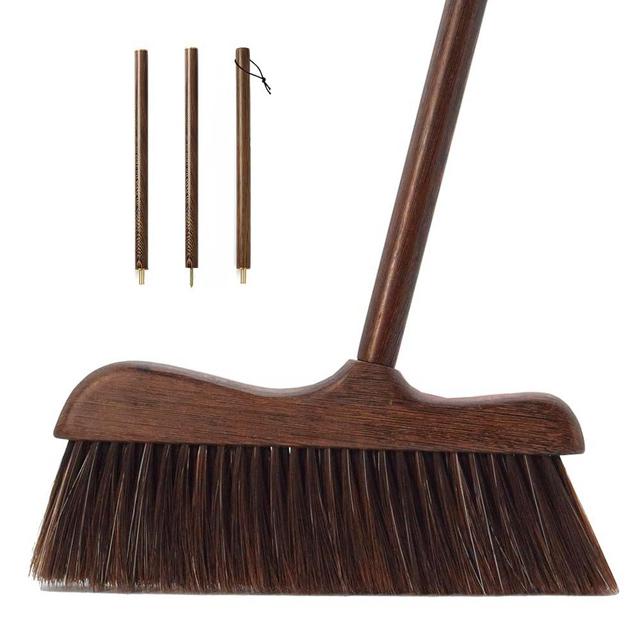 NBGYTECH Wood Broom with Long Handle Soft Bristle Sweeper Broom Indoor Hand Brooms for Home Kitchen Office Pet Hair Removal