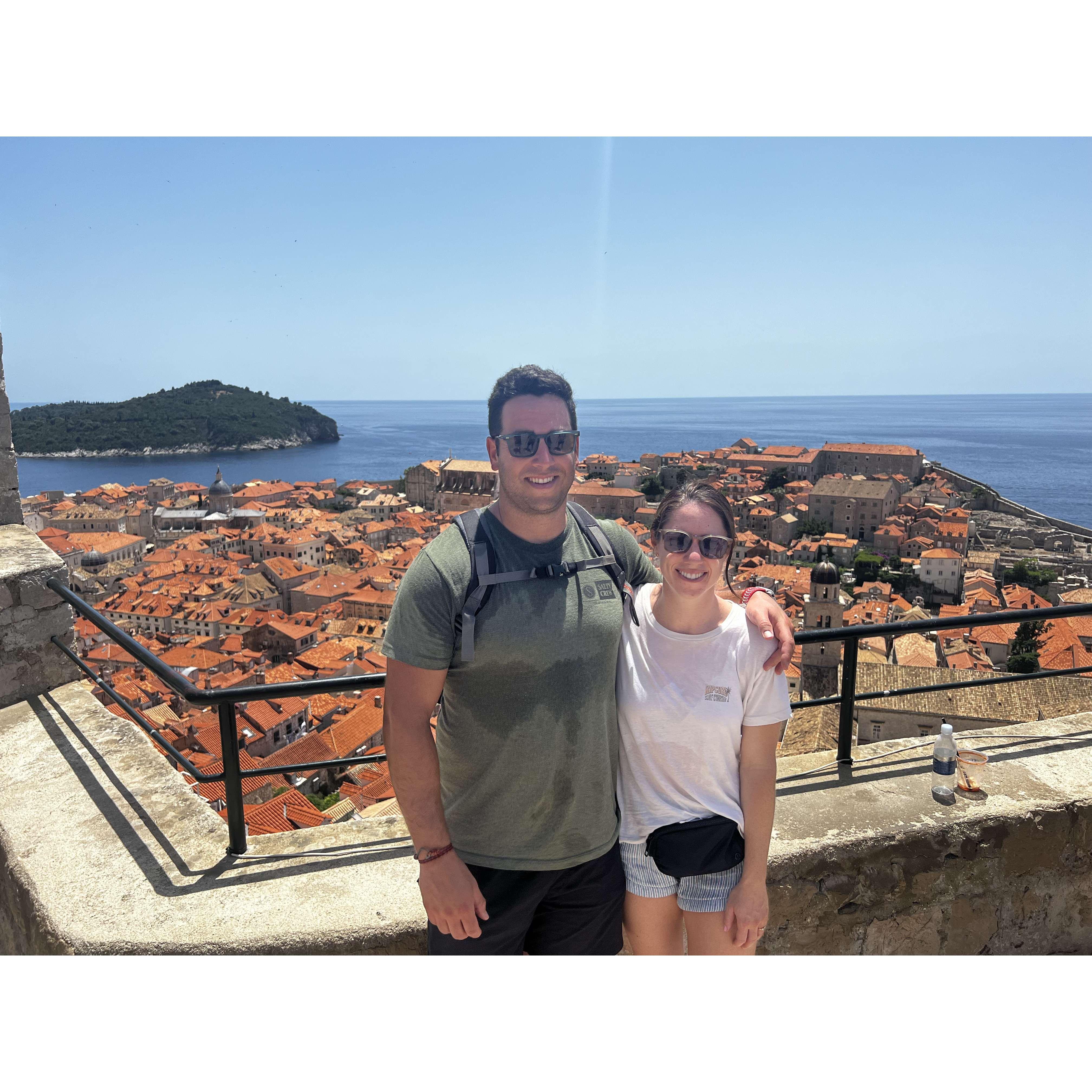 Dubrovnik, Croatia. Zoom in on our t-shirts. 