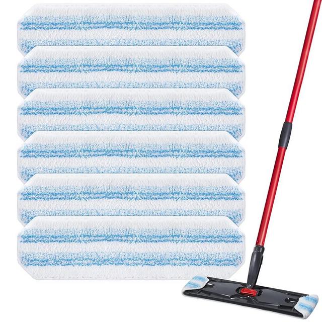 6 Pack H2prO Mop Pads Compatible with O Ceda H2PrO Flat Mop System, 100% Microfiber Mop Head Replacements, Washable and Reusable for H2prO Mop Refills, White