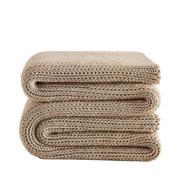 L'AGRATY Knitted Weighted Blanket - 60"x80" 15lbs Cooling Chunky Knit Heavy Blanket for Adults Braided Crochet Throw Thick Cable Yarn Knit Decorative Blanket No Beads Evenly Weighted Machine Washable