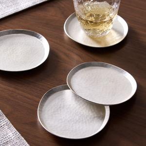 Iris Hammered Metal Coaster Set of 8