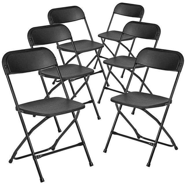 Flash Furniture HERCULES Series 650 lb. Capacity Premium Home and Event Plastic Folding Chair, Black (6 Pack)