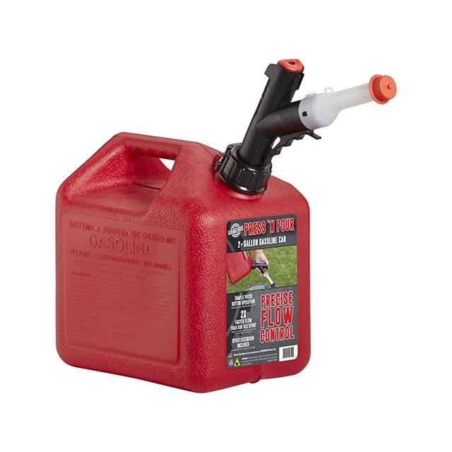 GARAGE BOSS GB320 Briggs and Stratton Press 'N Pour Gas Can, 2+ Gallon, Red