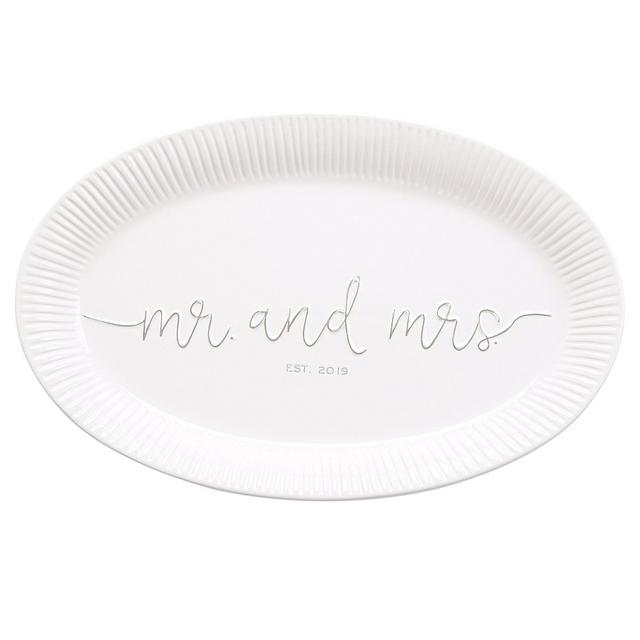 Mud PieWedding Collection Mr & Mrs Est 2019 Oval Platter