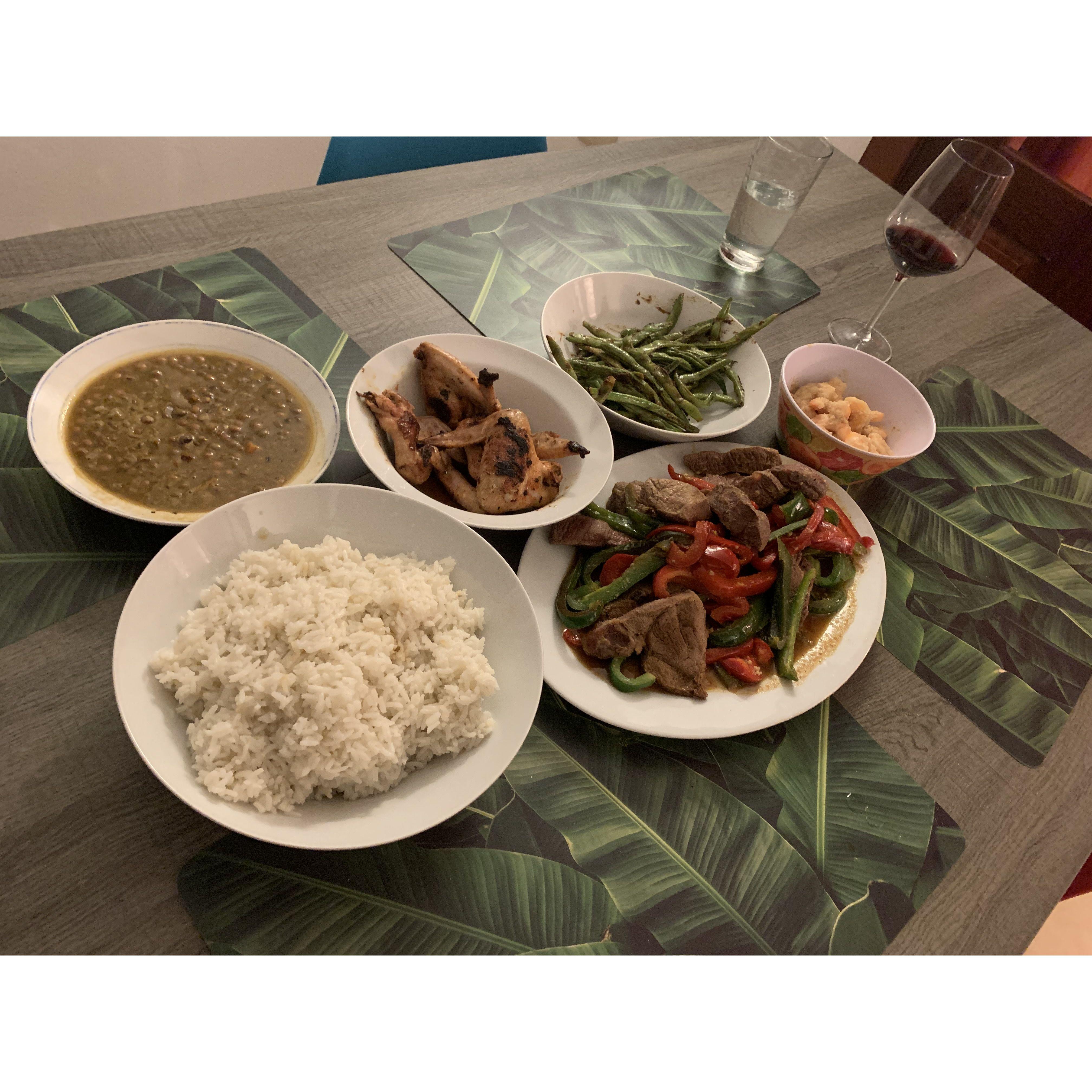 The first dinner I prepared on a stove in the DR for my two loves.