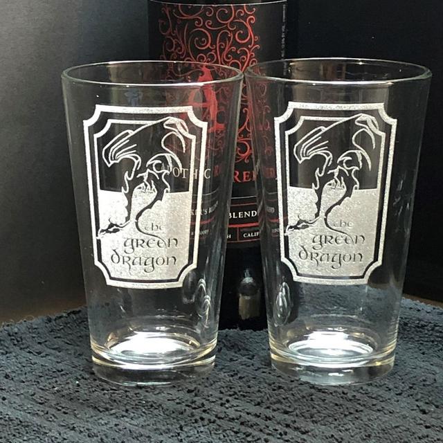 The Green Dragon Pub Pint Glasses, Cooler...