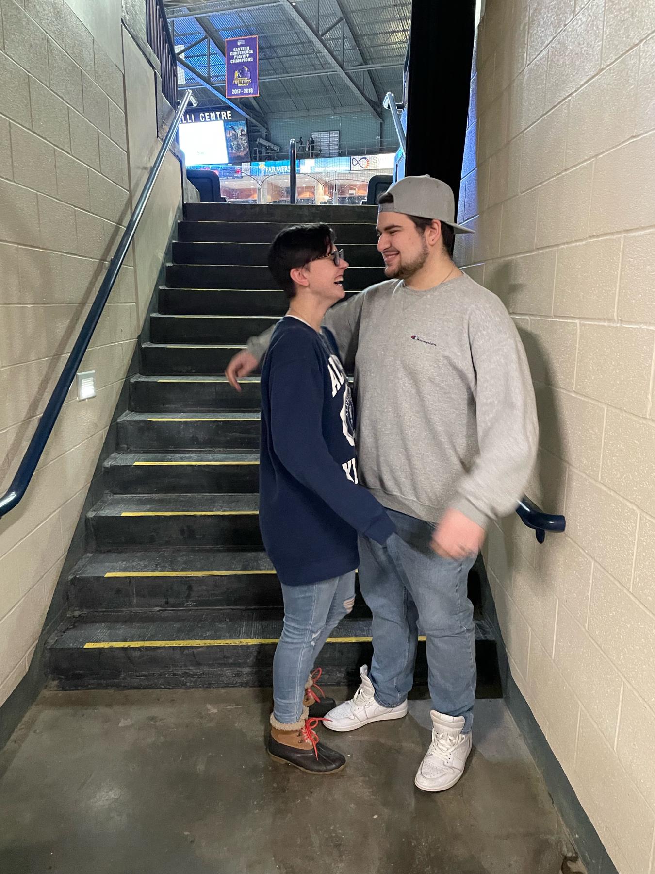 A goofy photo of us at a Phantoms hockey game for my sorority event!