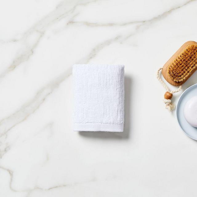 Organic Textured Towel, Washcloth, White