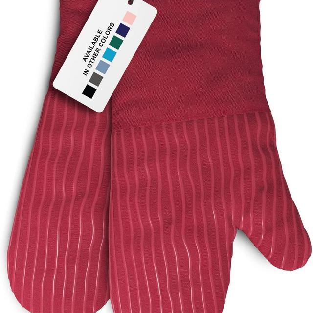 Big Red House Heat-Resistant Oven Mitts - Set of 2 Silicone Kitchen Oven Mitt Gloves, Red