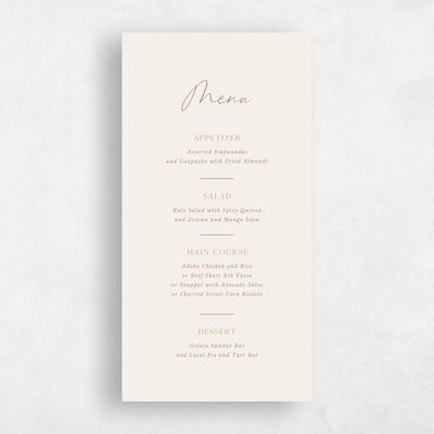 Linen, Brown Wedding Menu - Colfax