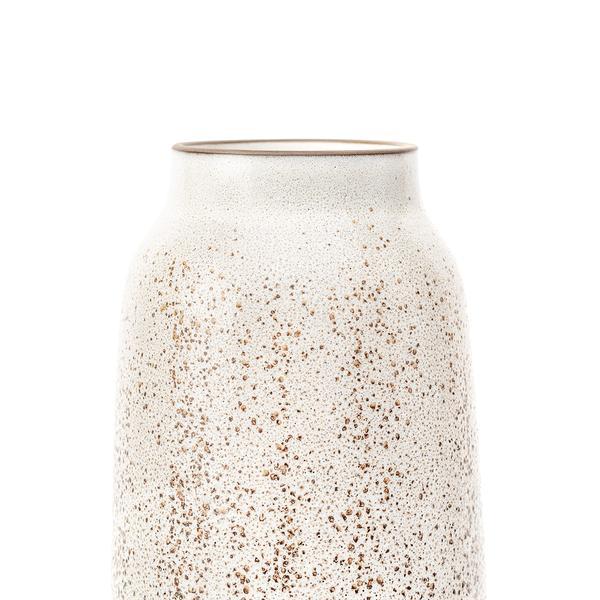 Tall Vase in Opaque White and Matte Brown