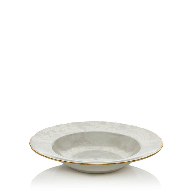 Royal Crown Derby Aves Pearl/Gold Rim Soup Bowl