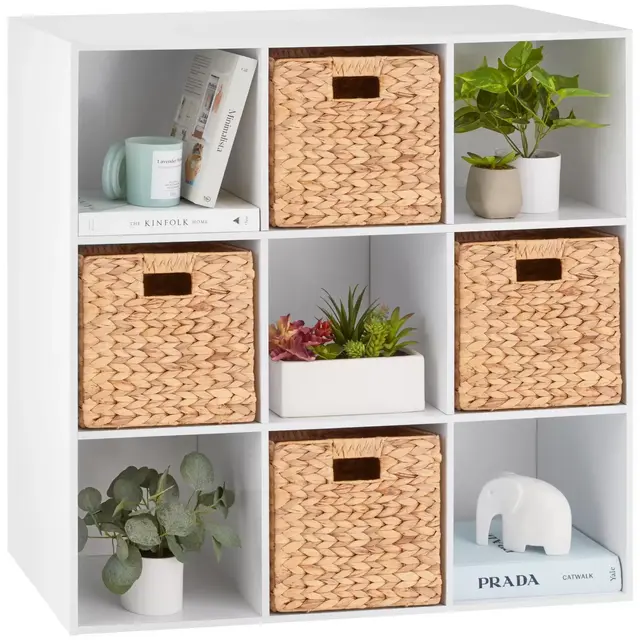 Best Choice Products 9-Cube Bookshelf, 11in Display Storage Organizer w/ 3 Removable Back Panels - White