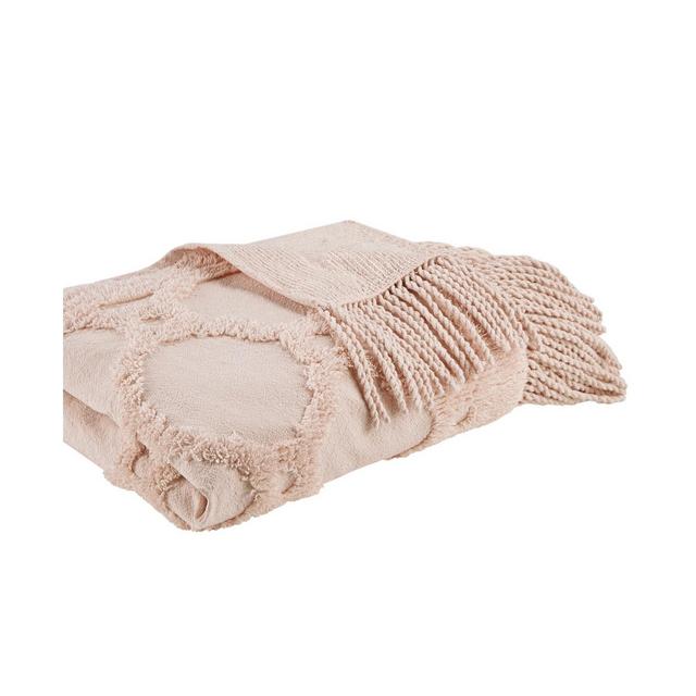 Brianne Cotton Tufted Throw with Fringe Trim