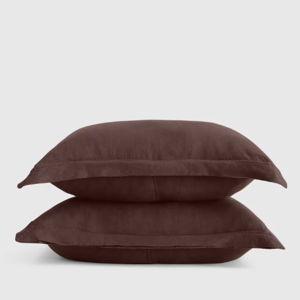 European Linen Double Flange Sham Set in Espresso - Standard