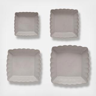 Scalloped Edge 4-Piece Serving Dish Set